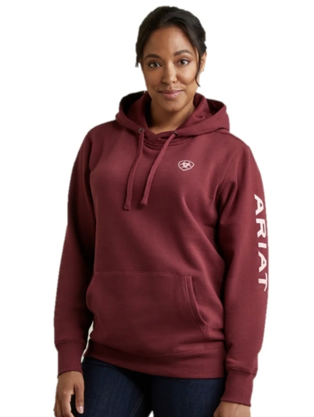 Ariat Burgundy & Pink Zinfandel Logo Hoodie Womens Size S